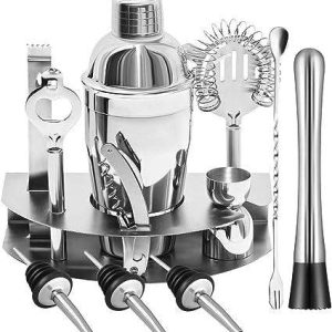 Silver Stainless Steel Cocktail Shaker Set (12 pcs)