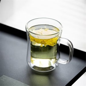 premium double wall glass mug (320ml)(each)