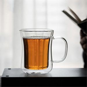 premium double wall glass mug (320ml)(each)