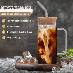 elegant ultra durable clear square glass cup (380ml)(each)