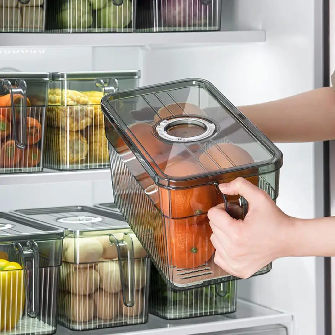 transparent fridge storage container with handle (each) transparent fridge storage container with handle (each)