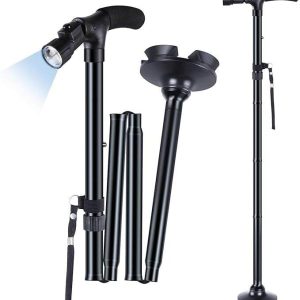 folding walking cane with adjustable led light
