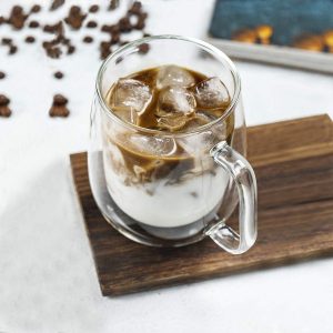 elegant clear double wall glass cup (450ml)(each)