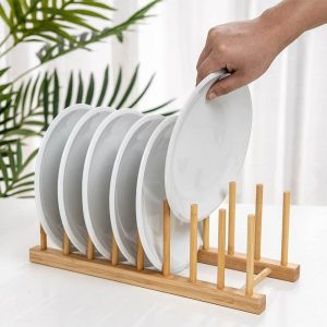 wooden plate rack (8 slots)