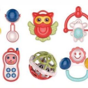 toy rattle set for teething babies (8 pcs)