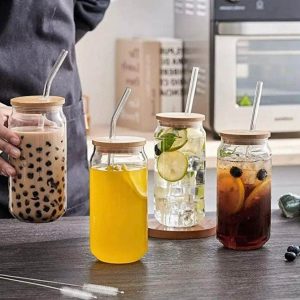 elegant ultra durable clear glass cup set (500ml)(4 pcs)