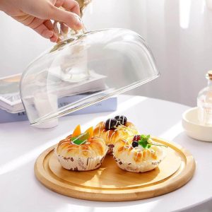 wooden cake stand with dome lid (34cm)