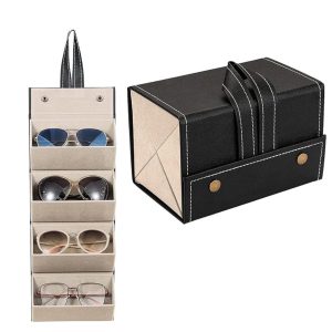 foldable eyeglasses travel organizer case (4 slots)