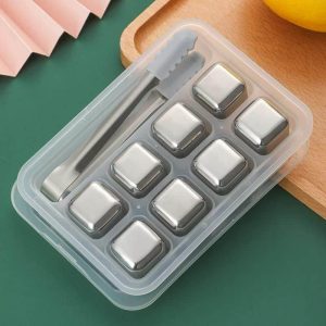 reusable stainless steel ice cubes (8 pcs)