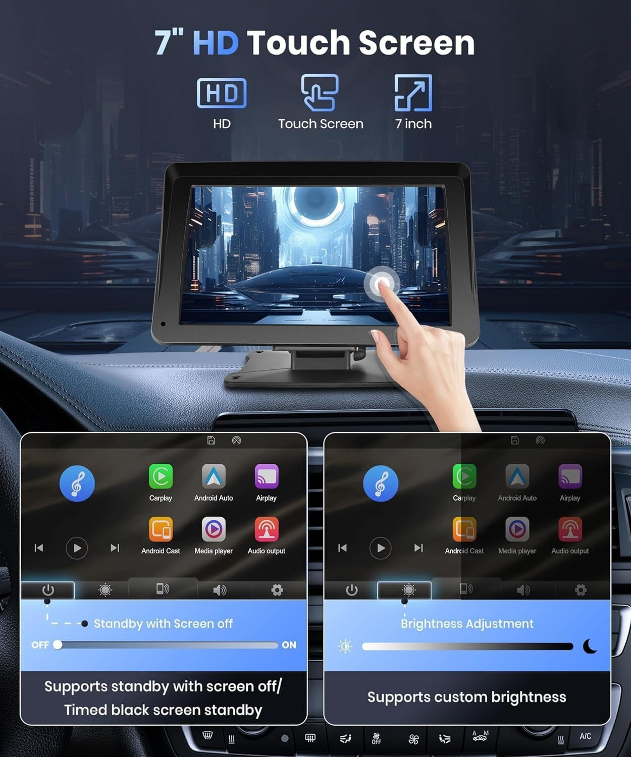 7 inch carplay dashboard display with phone mount 7 inch carplay dashboard display with phone mount