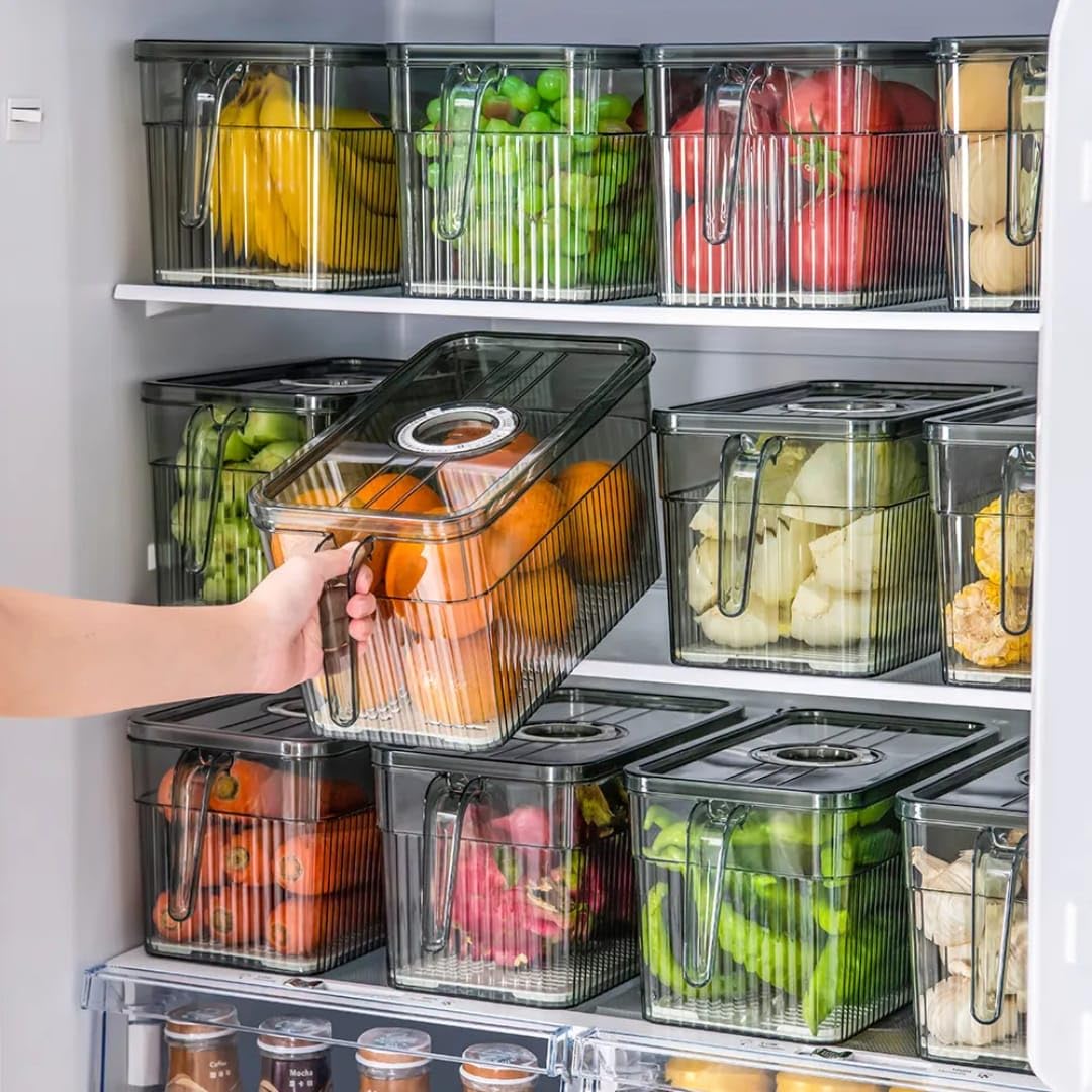 transparent fridge storage container with handle (each) transparent fridge storage container with handle (each)