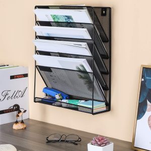 wall‑mounted mesh file organiser (5 tier)