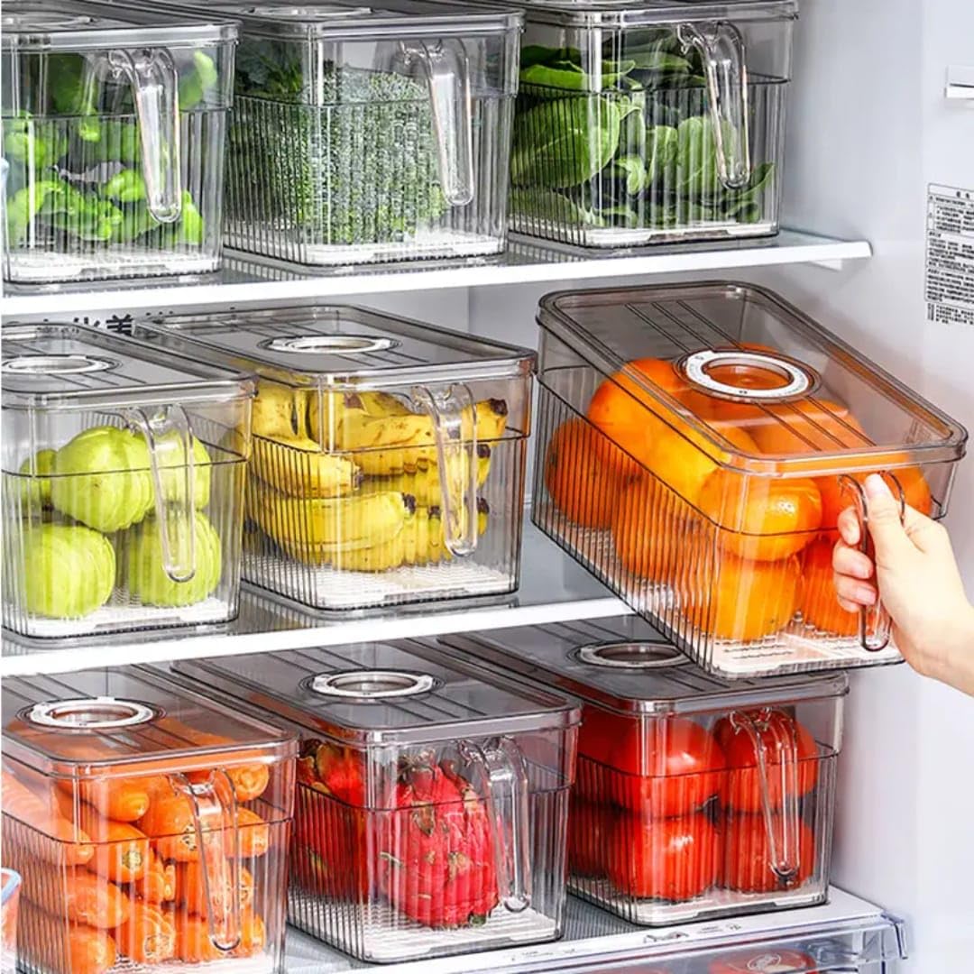 transparent fridge storage container with handle (each) transparent fridge storage container with handle (each)