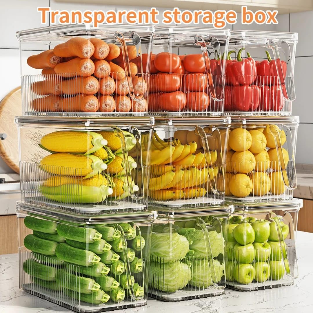 transparent fridge storage container with handle (each) transparent fridge storage container with handle (each)