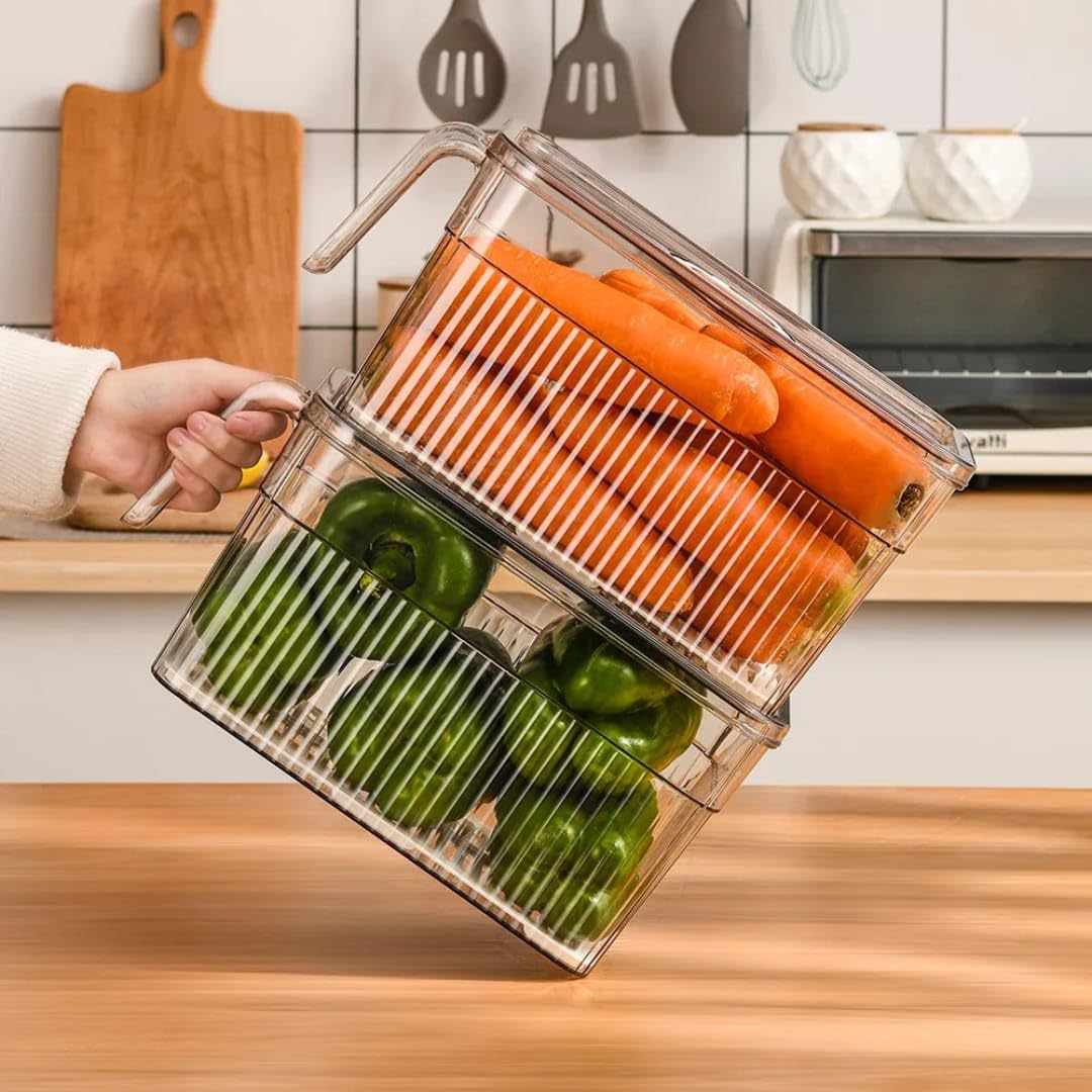 transparent fridge storage container with handle (each) transparent fridge storage container with handle (each)