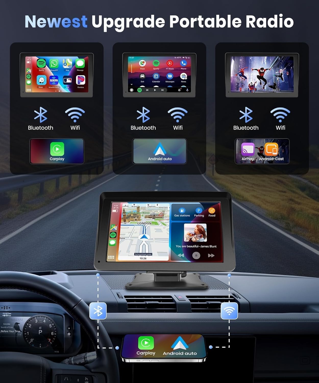 7 inch carplay dashboard display with phone mount 7 inch carplay dashboard display with phone mount
