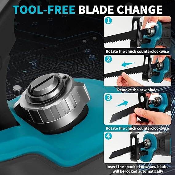 brushless reciprocating saw (21v)(2 batteries)