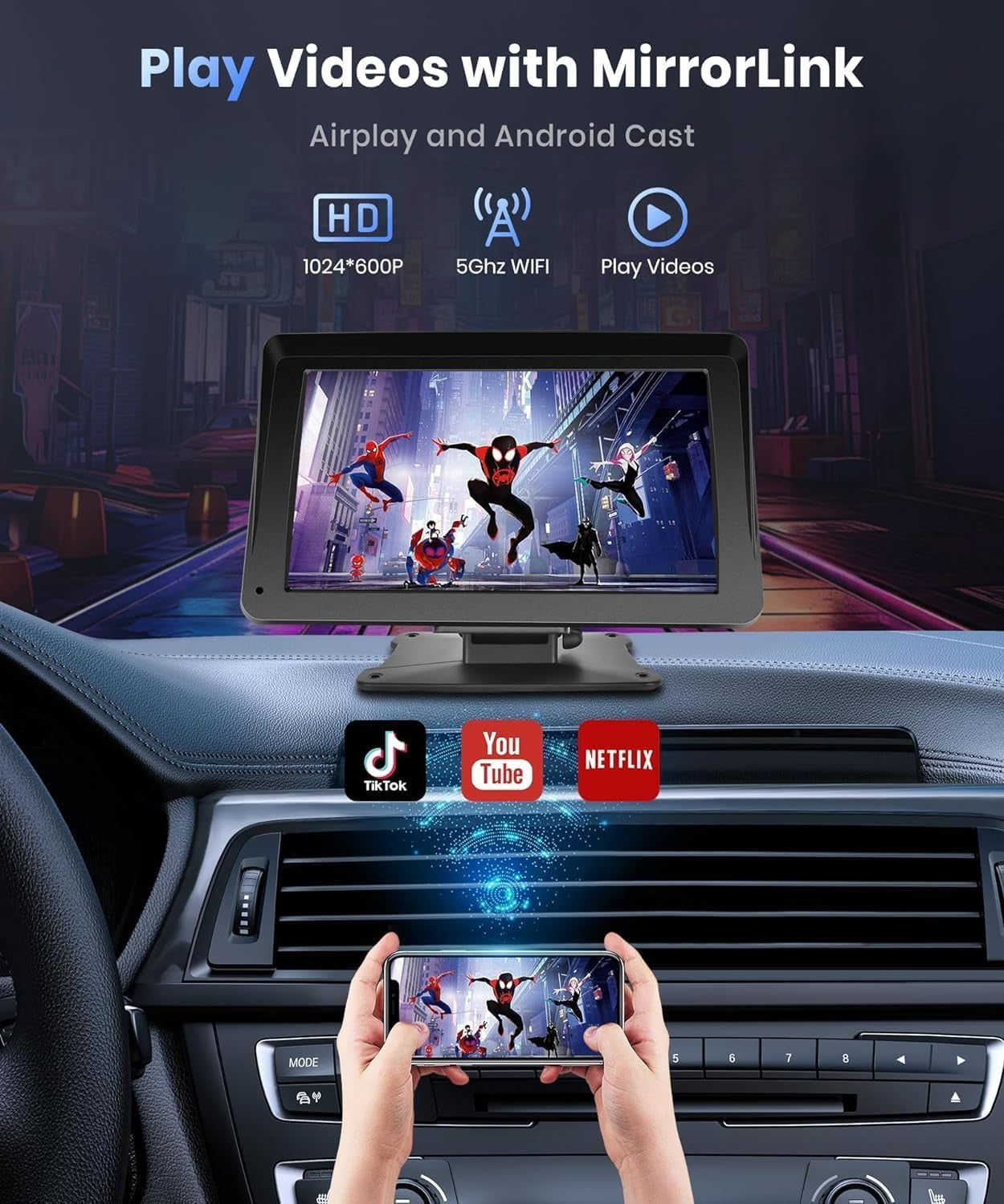 7 inch carplay dashboard display with phone mount 7 inch carplay dashboard display with phone mount