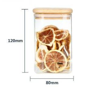 round glass cylinder with bamboo lid (12x8cm)(each)