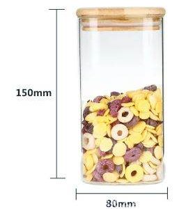 round glass cylinder with bamboo lid (15x8cm)(each)