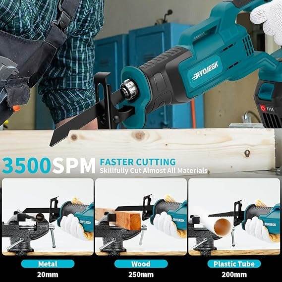 brushless reciprocating saw (21v)(2 batteries)