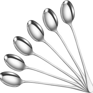 Stainless Steel Long Handle Ice Cream Spoon Set (6 pcs)