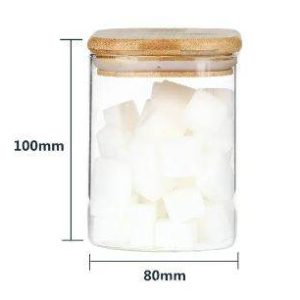 round glass cylinder with bamboo lid (10x8cm)(each)
