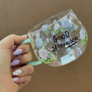 single wall glass mug (green)(380ml)