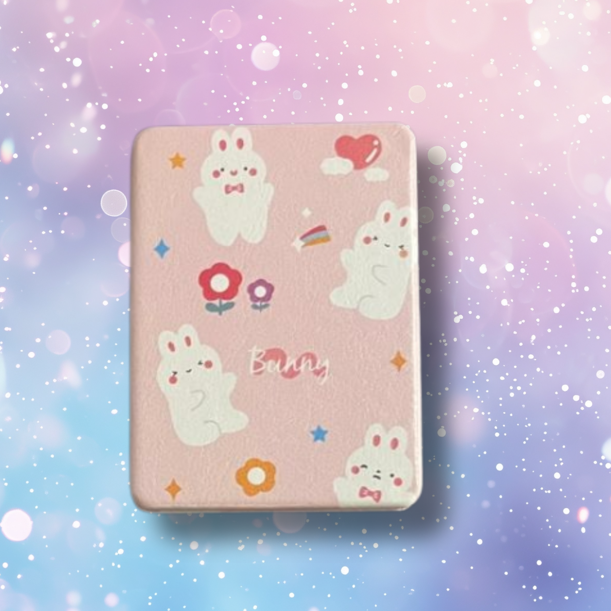 bunny pocket mirror (pink rainbow bunnies)(each) bunny pocket mirror (pink rainbow bunnies)(each)