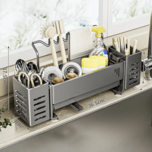 stylish multi compartment sink organiser
