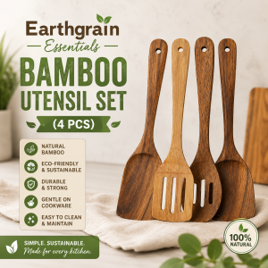 earthgrain essentials bamboo utensil set (4 pcs)