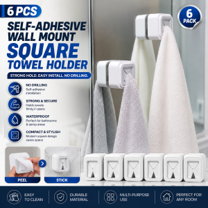 self adhesive wall mount square towel holder (6pcs)