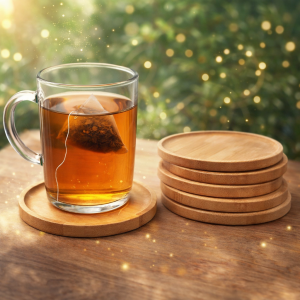 round bamboo cup holder set (10cm)(6 pcs)