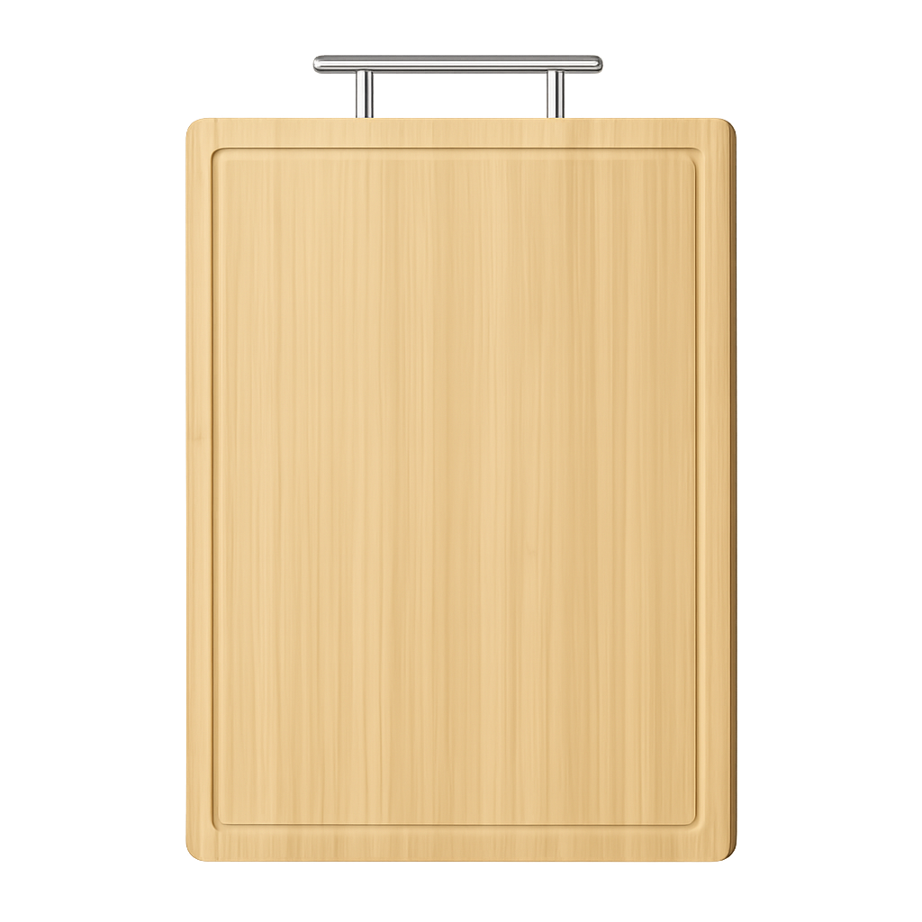 bamboo cutting board with stainless steel handle