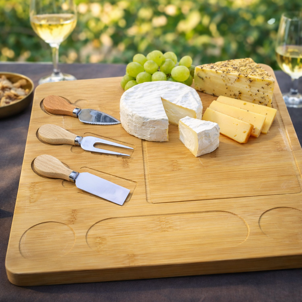 bamboo cutting board with cheese knife set bamboo cutting board with cheese knife set