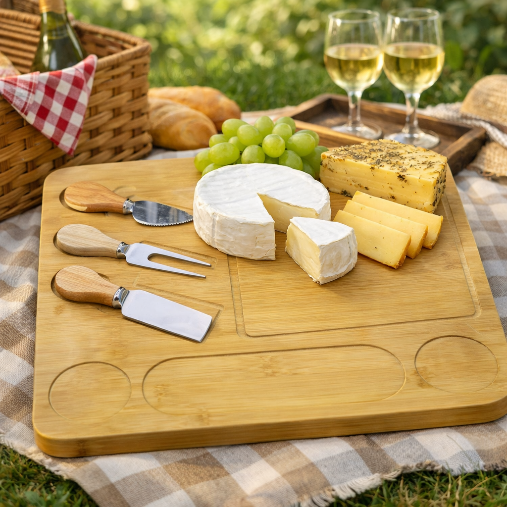 bamboo cutting board with cheese knife set bamboo cutting board with cheese knife set