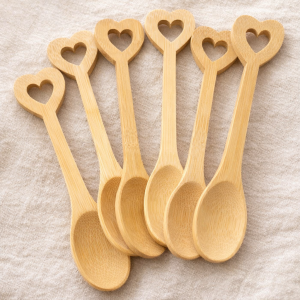 wooden hearted spoon set (15.5cm)(6 pcs)