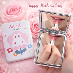 bunny pocket mirror (white bloom bunny)(each)