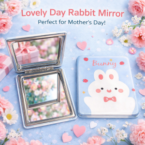 bunny pocket mirror (blue strawberry bunny)(each)