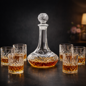crystal whiskey decanter set (7 pcs)