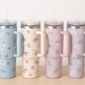 pastel floral insulated tumbler with lid (1200ml)