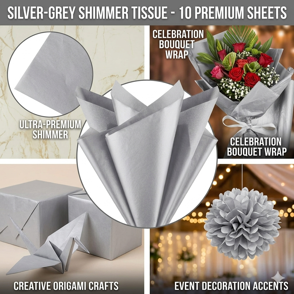 ultra premium shimmer tissue wrap (silver)(10 pcs) ultra premium shimmer tissue wrap (silver)(10 pcs)