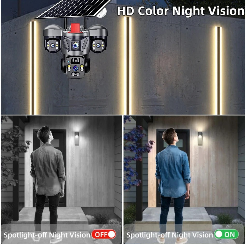triple lens camera 4g solar security ptz camera triple lens camera 4g solar security ptz camera