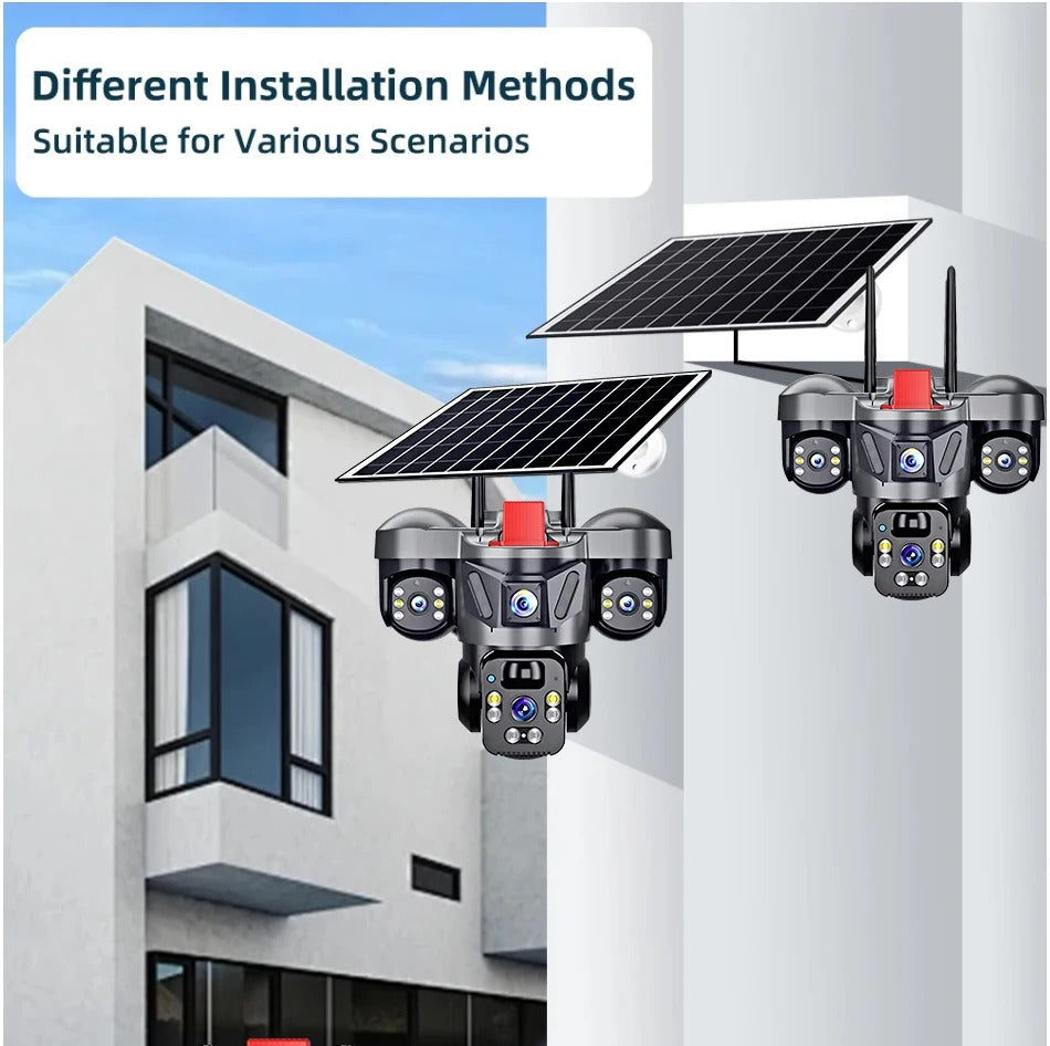 triple lens camera 4g solar security ptz camera triple lens camera 4g solar security ptz camera