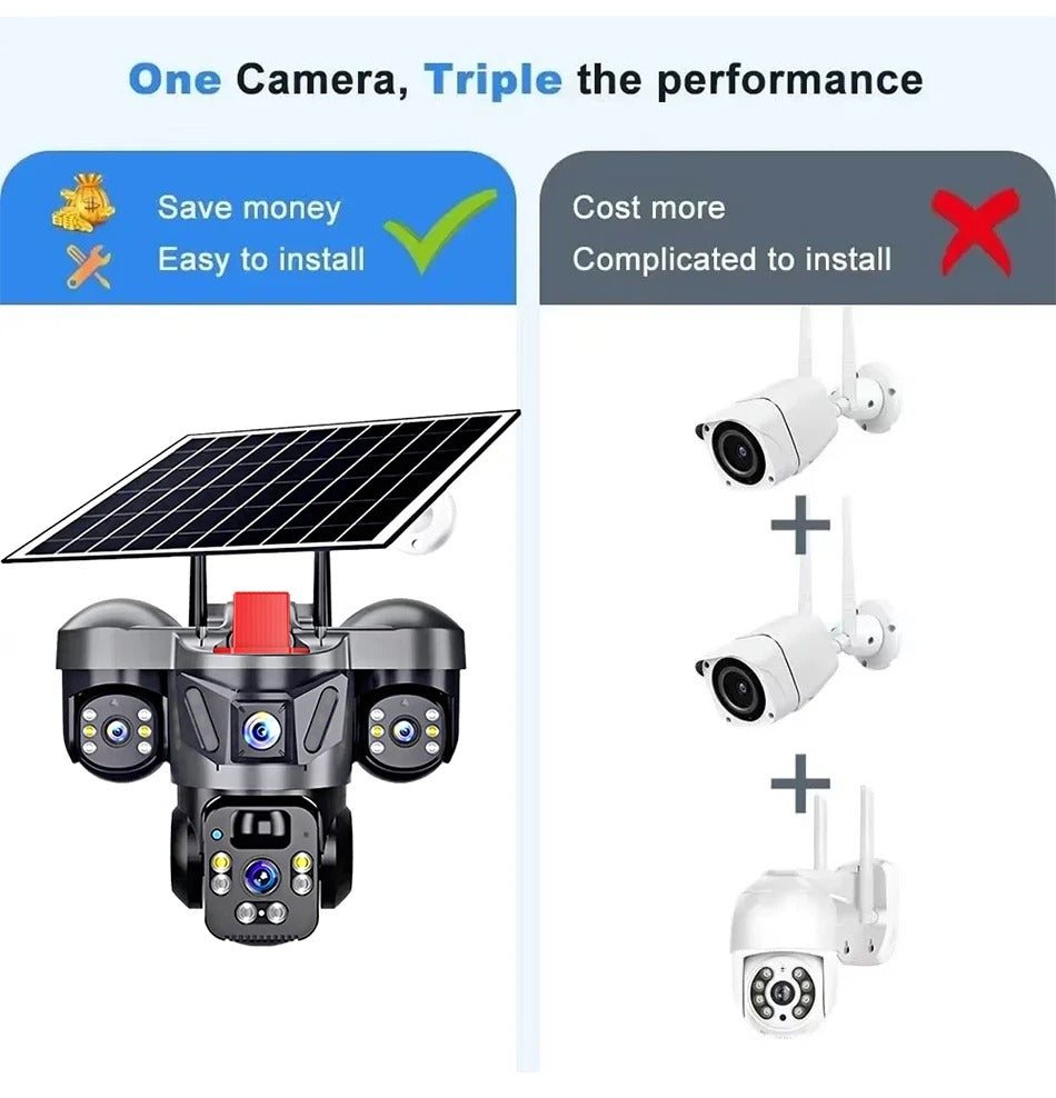 triple lens camera 4g solar security ptz camera triple lens camera 4g solar security ptz camera