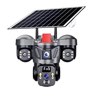 triple lens camera 4g solar security ptz camera