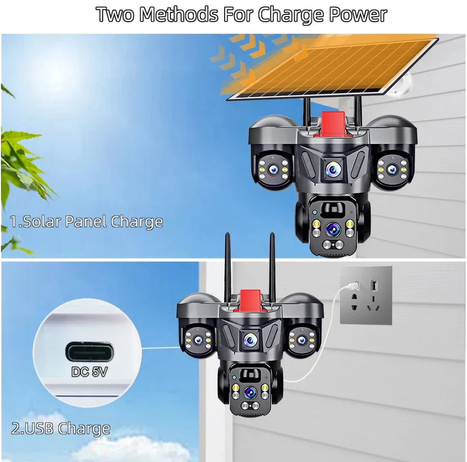 triple lens camera 4g solar security ptz camera triple lens camera 4g solar security ptz camera