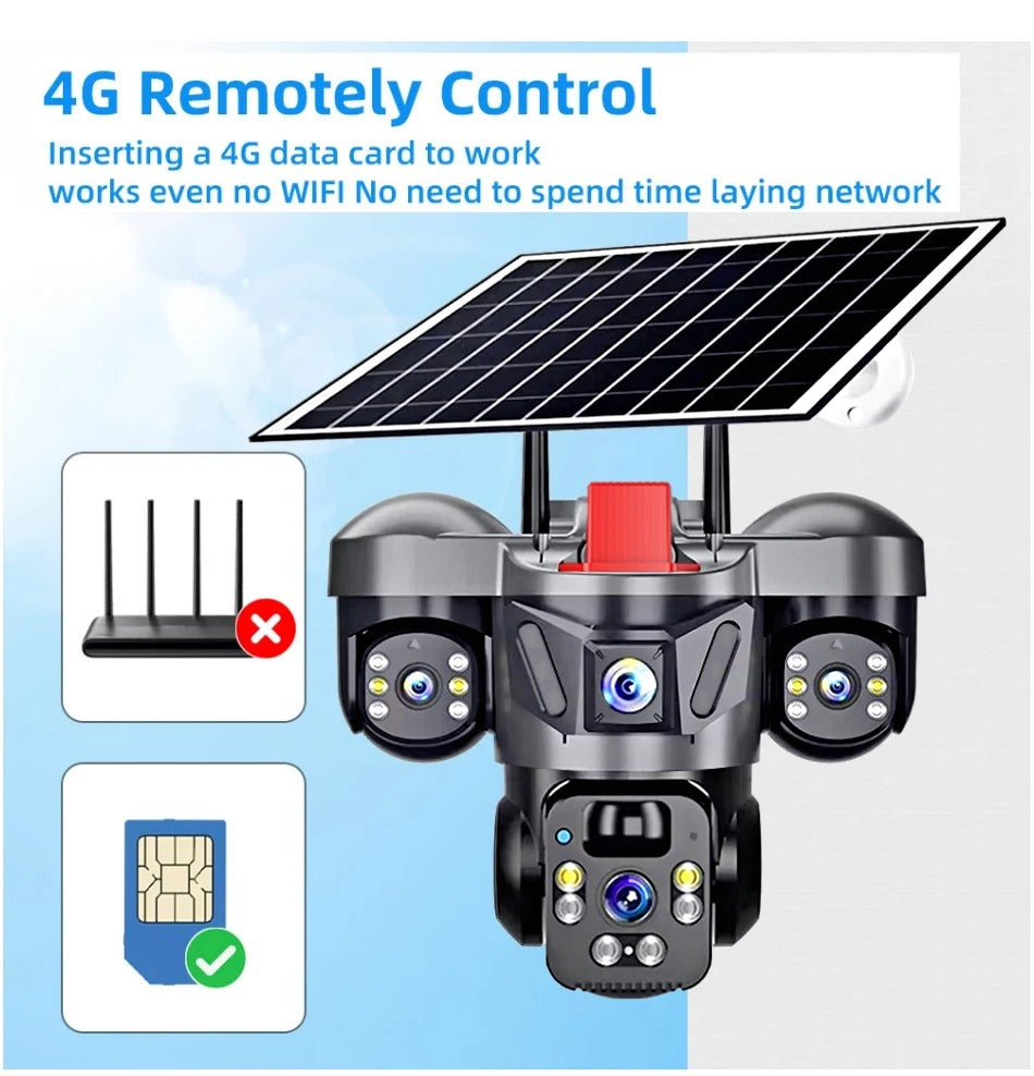 triple lens camera 4g solar security ptz camera triple lens camera 4g solar security ptz camera