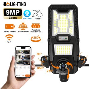 ai solar camera with dual lens and light 4k wifi security system
