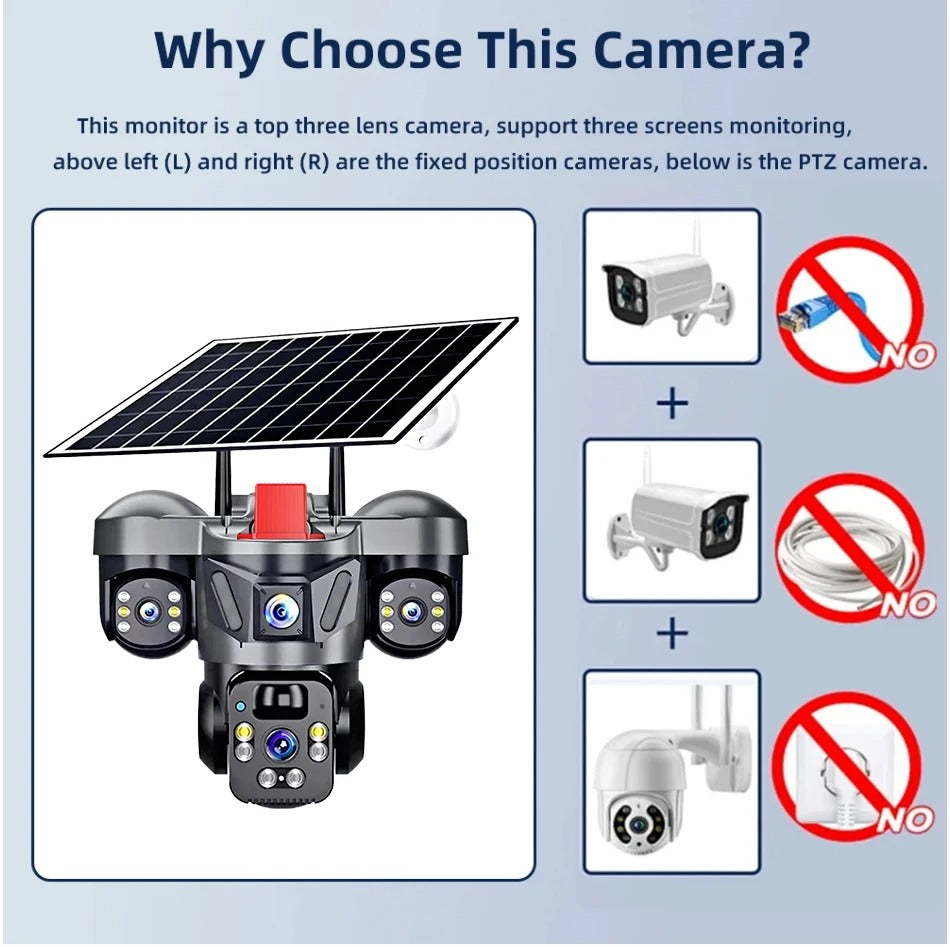 triple lens camera 4g solar security ptz camera triple lens camera 4g solar security ptz camera